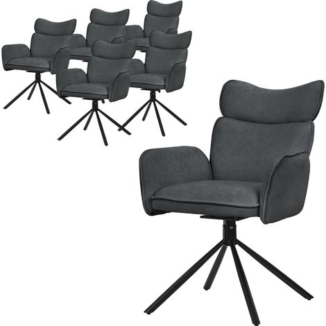 ML-Design Esszimmerstühle drehbar 6er Set Stoffbezug, Anthrazit, Wohnzimmerstuhl mit Armlehne & Rückenlehne, 360° Drehstuhl, Polsterstuhl mit Stahlgestell, Sessel ergonomisch, Küchenstuhl Loungesessel (1/5)