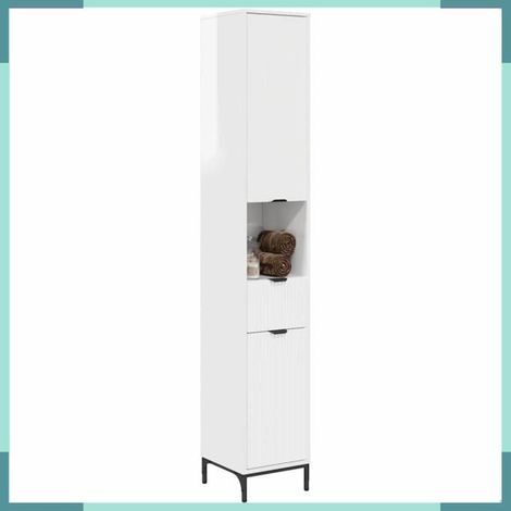 883408 Cabinet de salle de bain Blanc brillant 31,5 x 33 x 190 cm (1/5)