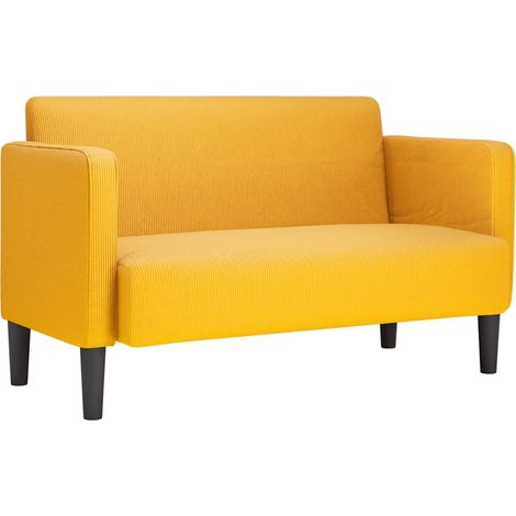 Canapé Sofa causeuse jaune clair 109 cm tissu velours côtelé (1/5)