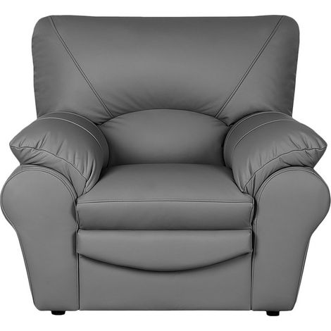 Fauteuil 1 place en 100% tout cuir italien vachette OSATIS, couleur gris foncé (1/4)