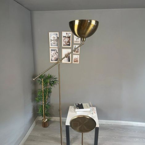 Lampadaire Kantor Métal Moderne E27 Largeur 30 cm Abat-jour Réglable Tablette Variateur (1/4)
