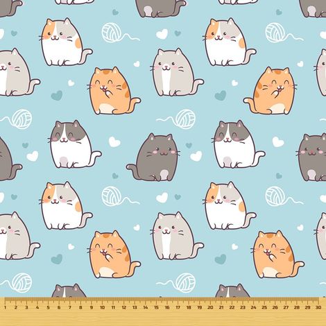 Tela decorativa para exteriores Oxford - motivo de gatito sobre fondo azul (1/5)