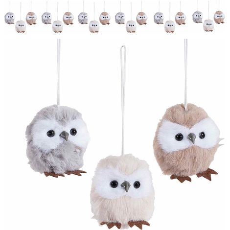Set 24 addobbi per albero di Natale a forma di civetta (1/4)
