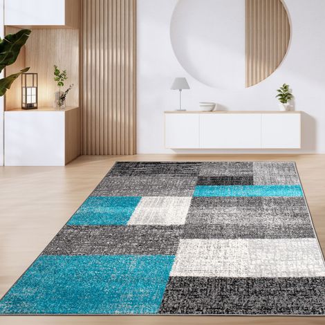 Paco Home Teppich Wohnzimmer Kurzflor Marokkanische Kreis Und Bordüren Muster Modern 60x100 cm, Türkis