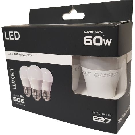 SET 3 LAMPADINE LED E27 9W LUCE NATURALE