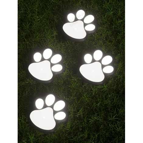1 Lampe LED solaire blanche avec imprimé patte de chien : Lampe de chemin de jardin extérieur à capteur intelligent pour amoureux des animaux (1/4)