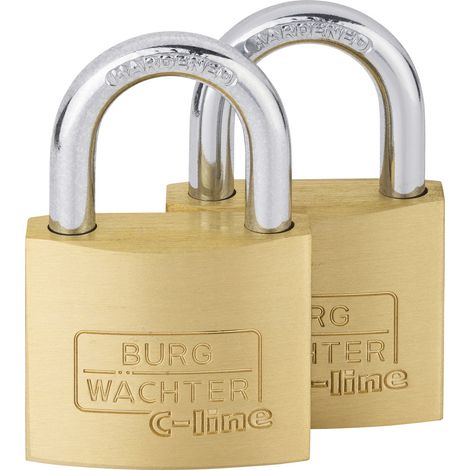 Burg Wächter 2er Set Quadro 222 40 SB Vorhängeschloss  gleichschließend   Messing Schlüsselschloss
