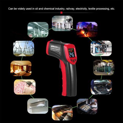 Termometro digitale a infrarossi portatile senza contatto da 12:1 -50~480℃, pirometro industriale con schermo LCD retroilluminato, scala Celsius Fahrenheit (non adatto al contatto umano) (1/5)