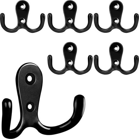 MINKUROW Confezione Da 6 Ganci Appendiabiti, Ganci Appendiabiti, Ganci Appendiabiti A Doppia Parete, Ganci Appendiabiti Retrò, Parete In Metallo, Nero, Ganci Appendiabiti, Vintage, Per Ganci Appendiab (1/5)