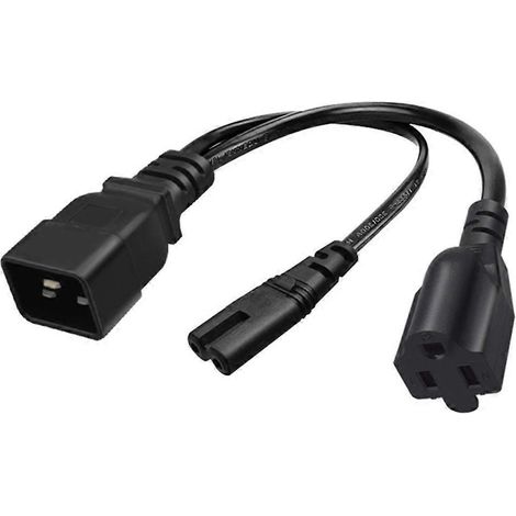 Câble adaptateur convertisseur de rallonge électrique IEC320 C20 vers C7 + Nema 5-15R (1/4)