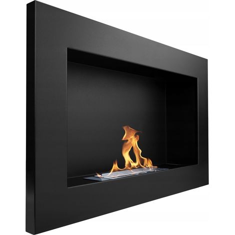 Wandhängender Bio-Kamin 65x40x12 cm Flammenregulierung Schwarz strukturiert matt (1/5)