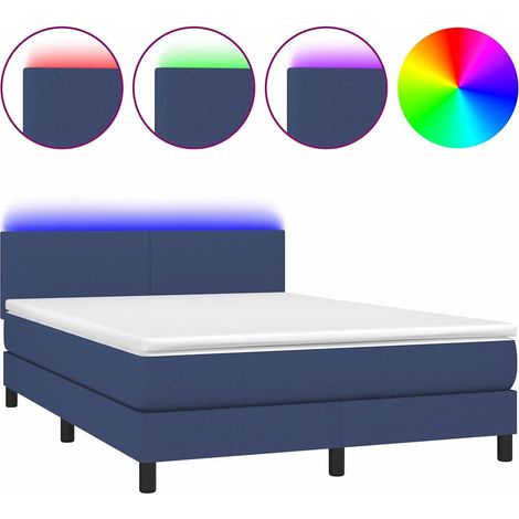 Maison Exclusive - Boxspringbett mit Matratze & LED Blau 140x200 (1/5)