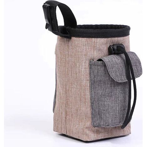 Sac de dressage pour animaux de compagnie Portable Outing Snack Bag Training Waist Bag Fournitures de plein air pour animaux de compagnie Fournitures de sortie pour chiens, brun (1/4)