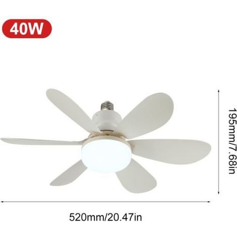 Ventilateur,Ventilateur de plafond avec lumière,40W Pour salon et chambre-TPYE E27 (1/4)