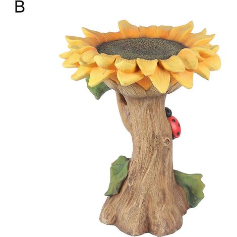 Bain d'oiseaux naturel facile à nettoyer en résine, petit raton laveur, mangeoire à oiseaux tournesol, décoration de jardin (1/4)