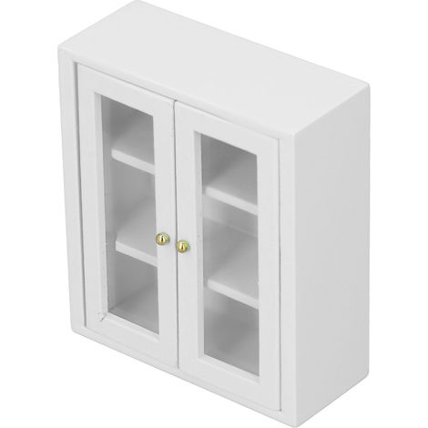 Armoire murale pour maison de poupée à l'échelle 1:12, meuble de cuisine miniature en bois, décoration, jouet, blanc. (1/5)