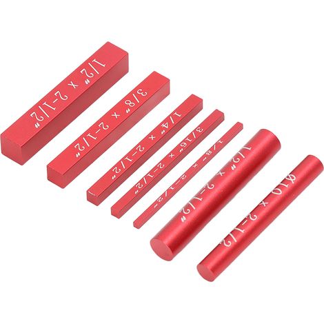 Lot de 7 cales de réglage en alliage d'aluminium anodisé noir, outil de mesure pour le travail du bois, rouge (1/5)