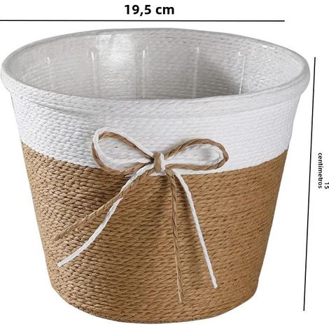 Pot à plantes décoratif en coton violet avec fleurs fraîches et ficelle de corde en papier, contenant de poterie intérieur (1/5)