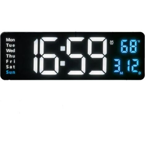 Horloge Murale Digitale LED, 16 Pouces Grand Écran avec Compte à Rebours Température Intérieure Calendrier Télécommande Luminosité Réglable pour Salon Chambre (1/5)