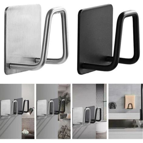 Organisateur évier Support d'éponges de cuisine éponges d'évier auto-adhésives égouttoir de séchage 304 support de rangement en acier inoxydable accessoires d'évier de cuisine GrooFoo (1/5)