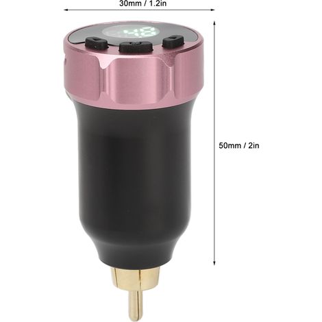 Alimentation sans fil pour stylo de tatouage, batterie 1600mAh, réglable 4‑12V, écran LCD, couleur rose (1/5)