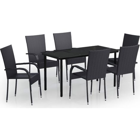 Maison Exclusive - 7-tlg. Garten-Essgruppe Schwarz
