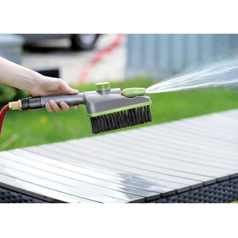 Brosse à main 2 en 1 avec fonction vaporisation pour tuyau d'arrosage (1/4)