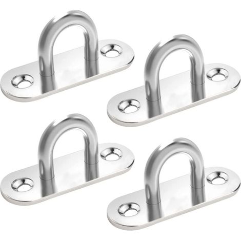 4PCS Plaque à œil en Acier Inoxydable, Plaque Oeillet Plaque de Couverture, 304 Crochets Métal Forme U Crochet au Plafond, Fixation pour Crochets Muraux Chaises Suspendues Auvent Accessoires de Bateau (1/5)