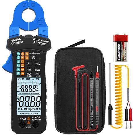 Pince Multimètre Numérique, Multimètre Clamp Automatique T-RMS Voltmètre Tester Mesure AC DC Courant/Tension/Température/Diode/Continuité/Résistance/Fréquence/Capacité/NCV (1/5)