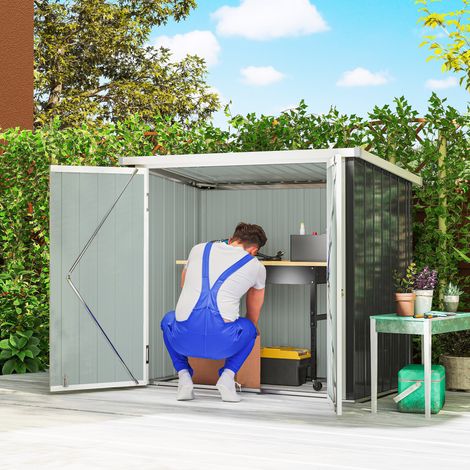 Abri de Jardin - cabane de jardin 1,26 m² - cabanon rangement outils 2 Portes verrouillables - dimensions 147L x 86l x 134H cm - Noir Blanc