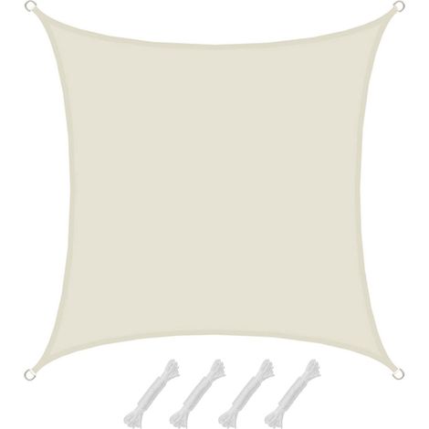 UPF50+ Sonnensegel 3x3 Polyester Quadratisch Wasserabweisend Garten Balkon Beige