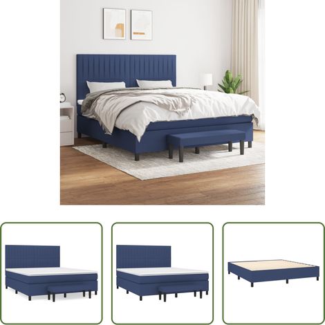 vidaXL Kopfteil - Boxspringbett mit Matratze Blau 180x200 cm Stoff (1/5)
