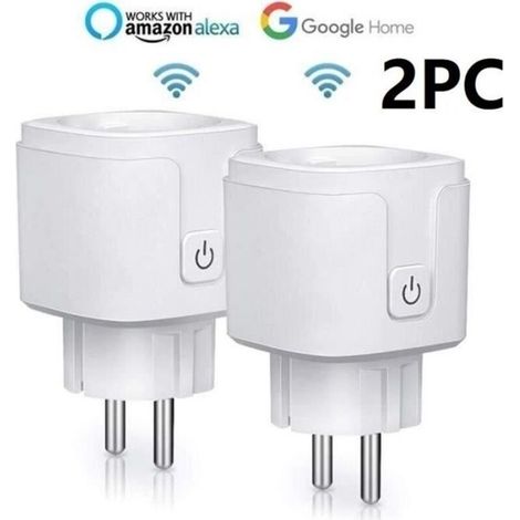 2pc Prise Connectée Wifi, 16A Compatible avec Android iOS Amazon Alexa Google Home Assistant, Courant Programmable Télécommande App (1/4)