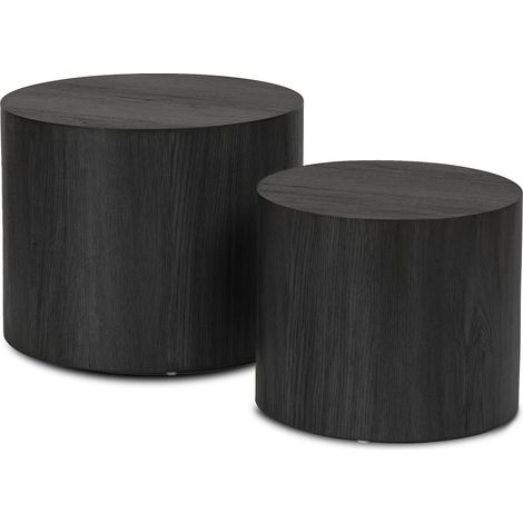 Juego de mesa de centro Leila de 38 cm/48 cm, color negro, estilo loft. (1/5)