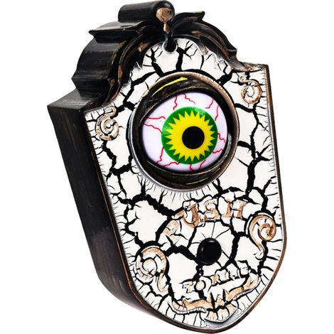 Sonnette d'Halloween en forme d'œil, yeux lumineux et sons effrayants, décoration de porte, accessoire de fête terrifiant, blanc craquelé