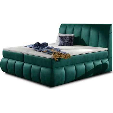 Lit continental velours vert Florencia-140x200 (1/5)