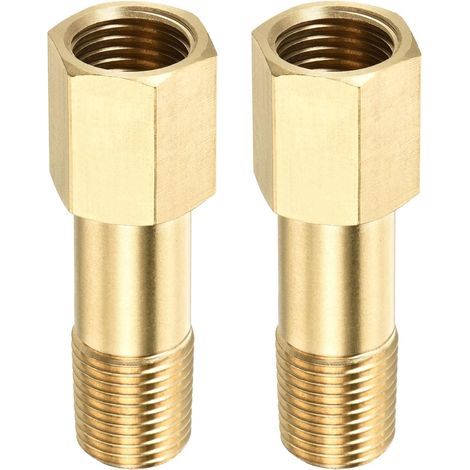 2 Paquet Extension Connecteur Tuyau Raccord - Laiton Hex Couplage, Convertisseur Adaptateur, Appliquer à Industriel Utilisation, (G1/4 Femelle à G1/4 Mâle 50mm, Doré) (1/5)