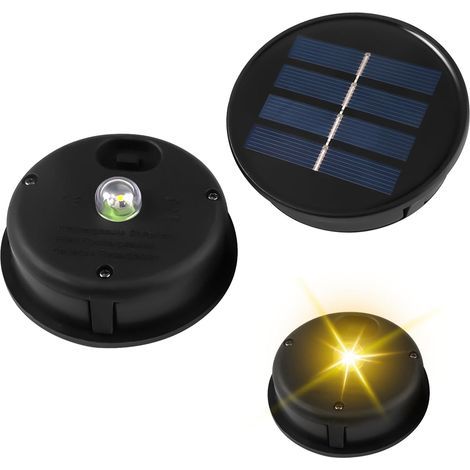 Set mit 2 Ersatz-Solarleuchten (8 cm), Ersatz-Solarpanel für Solarlaternen, warmweiß, 600 mAh/1,2 V, IP55, Lichtsteuerung, Ersatz-Solarleuchten für die Außendekoration (1/5)