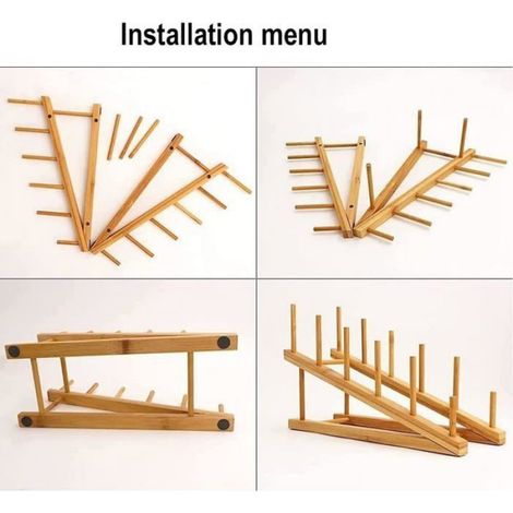 égouttoir à vaisselle en bambou, égouttoir à vaisselle... pour armoire de cuisine (1/4)