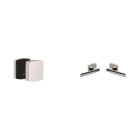 Jeu de Rosaces 6425 Aveugle + Poignée de Porte - Béquille et Rosace Carrée Solidarisées Bec de Cane - Finition Diamant Noir