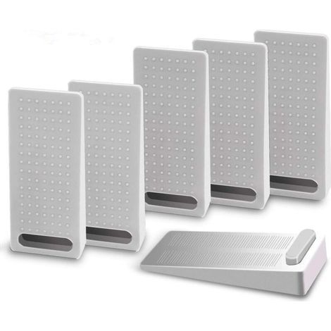 Türstopper-Set, 6 rutschfeste Türstopper aus Gummi, bodenmontiert, höhenverstellbar, Grau (1/4)