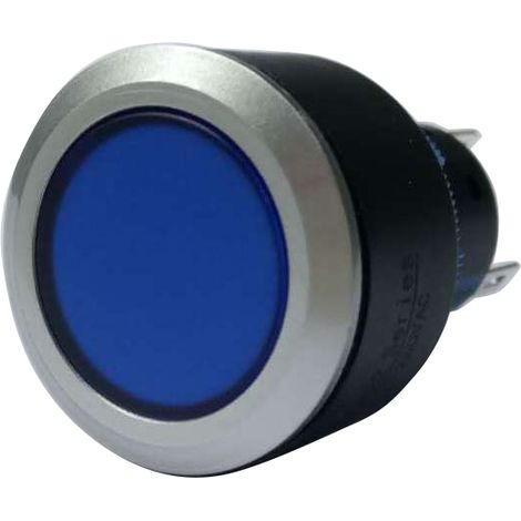 Bouton-poussoir, Momentané lumineux, LED Bleu, Unipolaire à deux directions (1RT), 3 A, 5 A, Bleu, Montage panneau ( Prix pour Paquet de 1 )