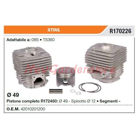 Segmento cilindro pistón motosierra STIHL TS360 08S R170226