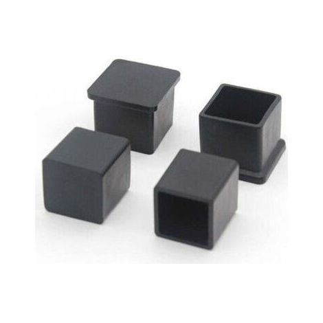 Lot de 10 Embouts de Pieds de Chaise carrés en Caoutchouc antidérapant pour protéger Le Sol des Meubles et des Tables 20 x20 mm, Noir (1/4)
