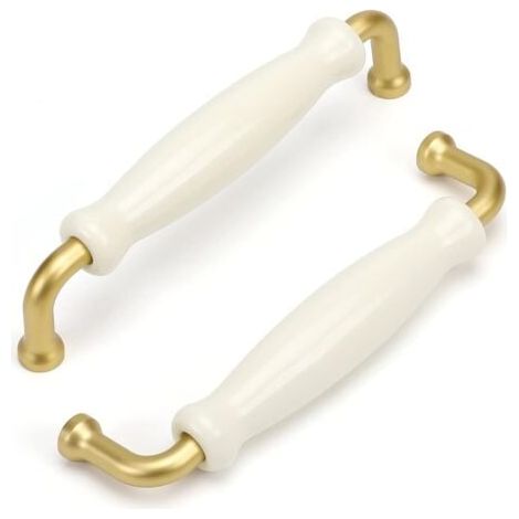 Lot de 10 Poignee de Meuble Cuisine Poignée Meuble Poignée Vintage Poignée Commode Poignée Blanche Poignée Placard Poignée Porcelaine Entraxe 128mm (1/5)