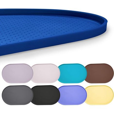 Tapis d'alimentation en silicone 100 % imperméable avec bord surélevé pour la nourriture et l'eau, tapis de gamelle pour chien, set de table pour chat avec rebord haut protège le sol pour chats (1/5)