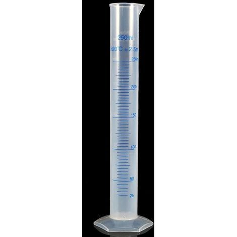 Cylindre de mesure en plastique 250 ml – Éprouvette graduée stable avec bec verseur conique – Outil de laboratoire pour tests chimiques (1/4)
