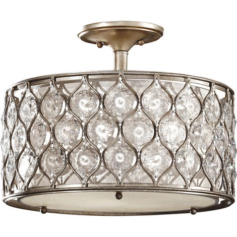 Plafoniera, luce soggiorno, lampada design, cristalli, acciaio, D 40,6 cm, 3 fiamme (1/4)