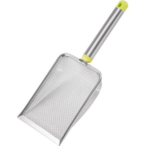 Pala para arena de gato，pala para arena de gato con agujeros finos，pala metálica para excrementos de gato，tamaño de malla 2,8 x 2,8 mm (1/5)
