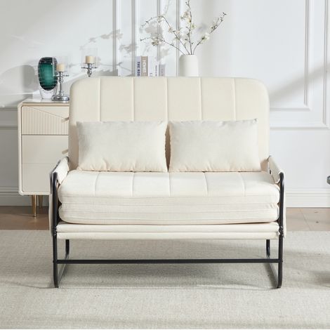 Klappsofa, umbaubares Zweisitzer-Sofa mit Metallgestell, modernes Chenille-Sofa mit Stauraum an den Seiten, geeignet für das Homeoffice, das Wohnzimmer, Wohnungen und Gästezimmer(Beiger Chenill) (1/5)